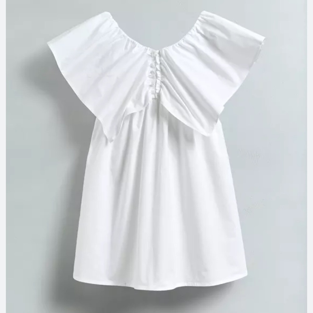 Zara Kids White Flutter Sleeve Dress